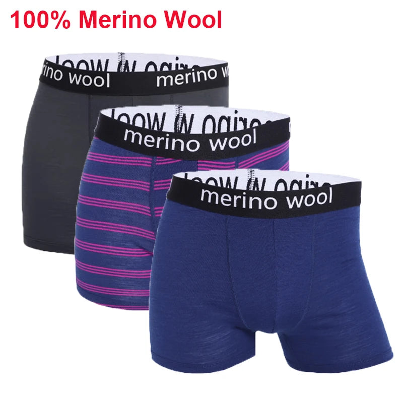 Men Merino Wool Boxer Briefs Soft Breathable