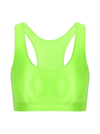 Glossy Womens Mid Waist Gym Fitness Yoga