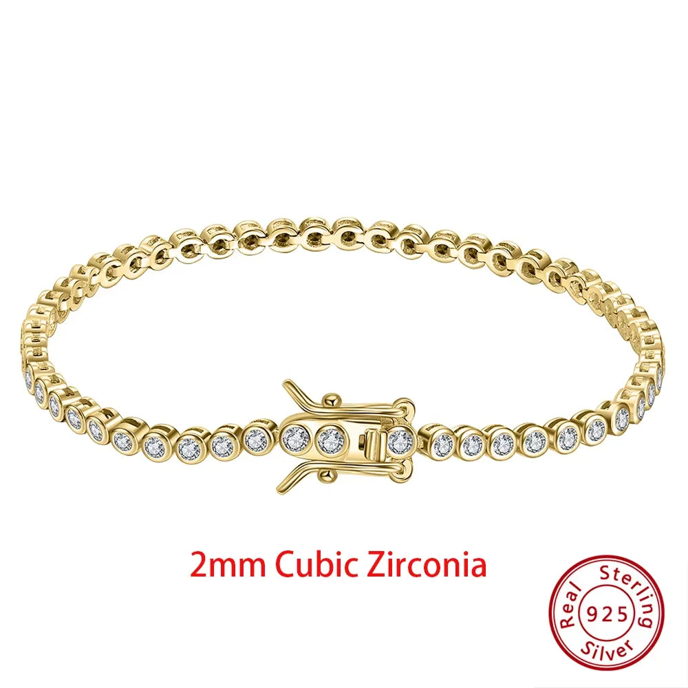 Shiny Tennis Bracelet Sterling Silver Cubic Zirconia