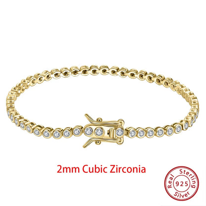 Shiny Tennis Bracelet Sterling Silver Cubic Zirconia