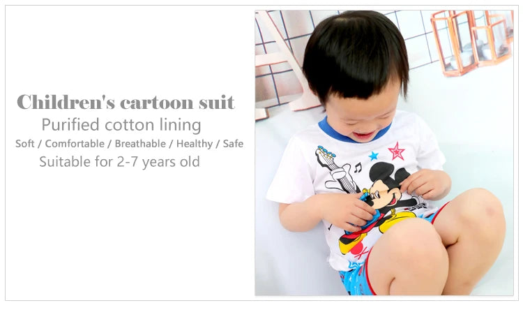 Boys Nighty Cartoon Cute Short Sleeve Pajamas