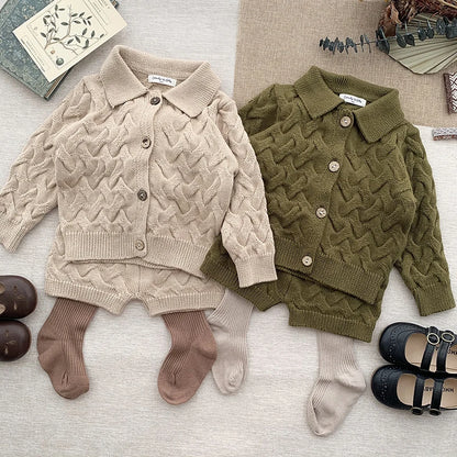 Boys/Girls Baby Knit Sweater Cardigan + Shorts