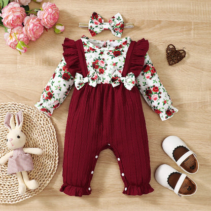 0-18 Months Girl Romper Cute Floral Long Sleeve