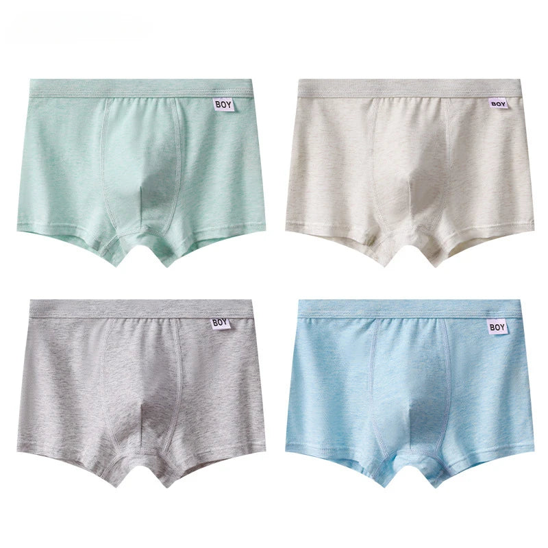 4PCS Cotton Antibacterial Boys Breathable Briefs