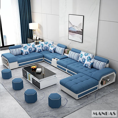 MINGDIBAO Fabric Sofa Set Furniture with USB and Stools