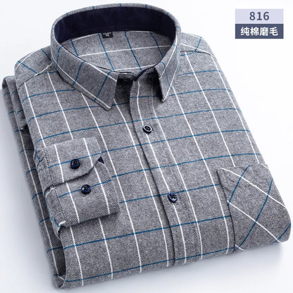 Flannel Plaid Long Sleeve Turn-down Shirts