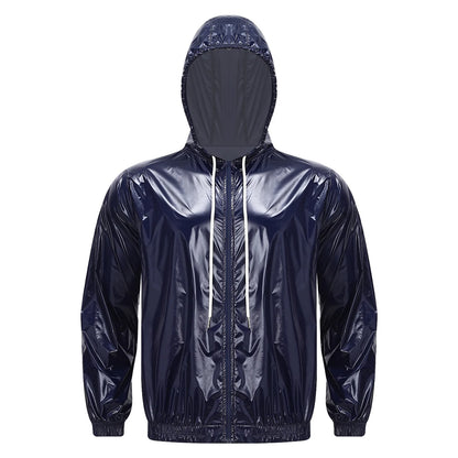 Mens Waterproof Hooded Breathable Raincoat