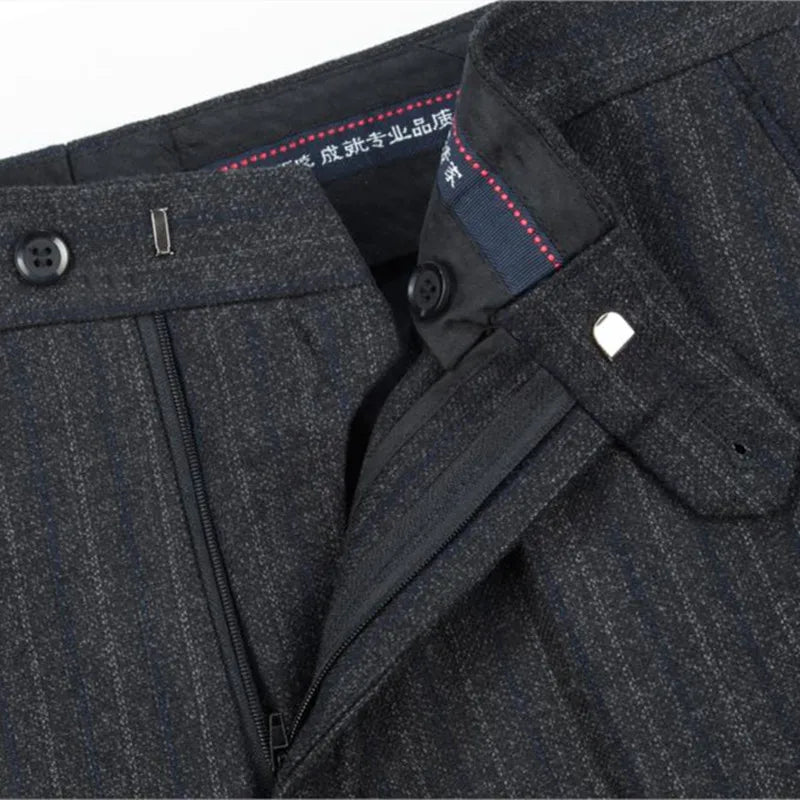 Mens High Waist Wool Trousers Cashmere Suit