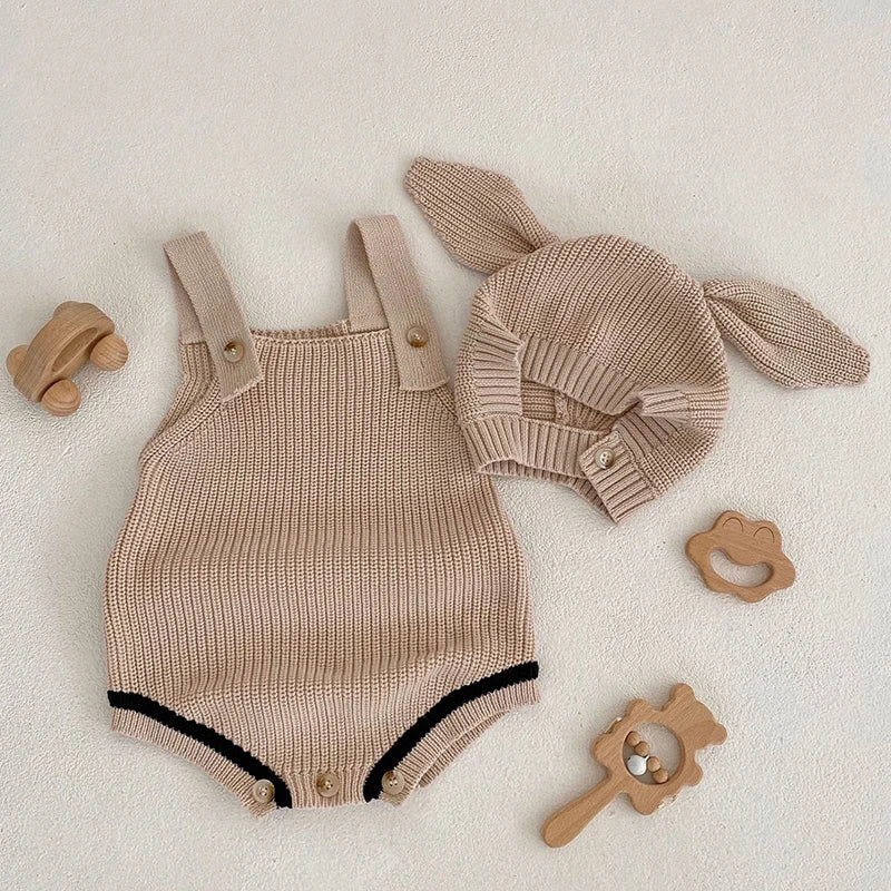 3 Pcs Newborn Baby Girls/Boys Sleeveless Knit Rompers