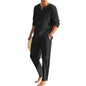 2 Pcs Men Henley Shirt Elastic Waist Drawstring Pants