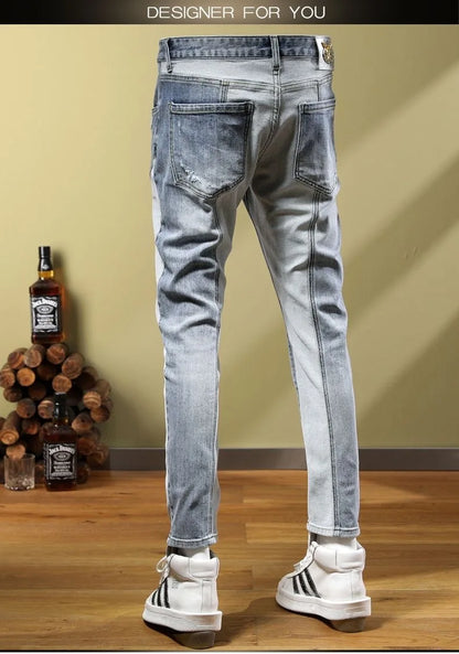 Ripped Stretch Jeans Men's Casual Slim Comfortable