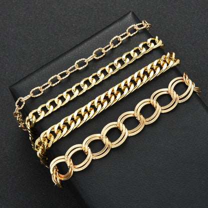 4pcs/Set Minimalist Punk Metal Chunky Chain Bracelet