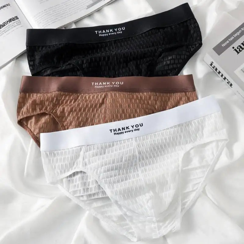 3Pcs Men's Ice Silk Breathable Quick-dry Briefs