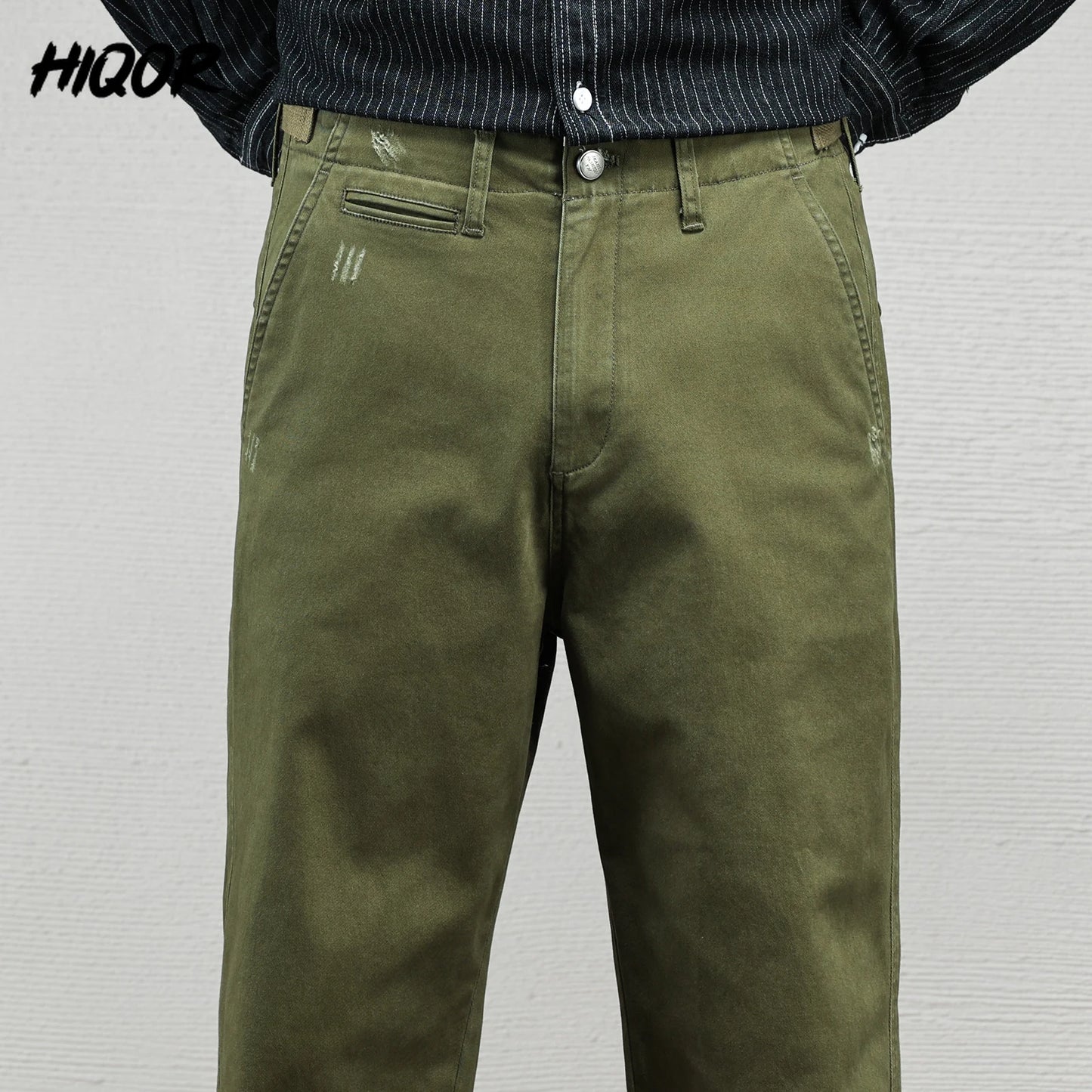 Casual Cotton Pants, Loose Straight Leg Workwear