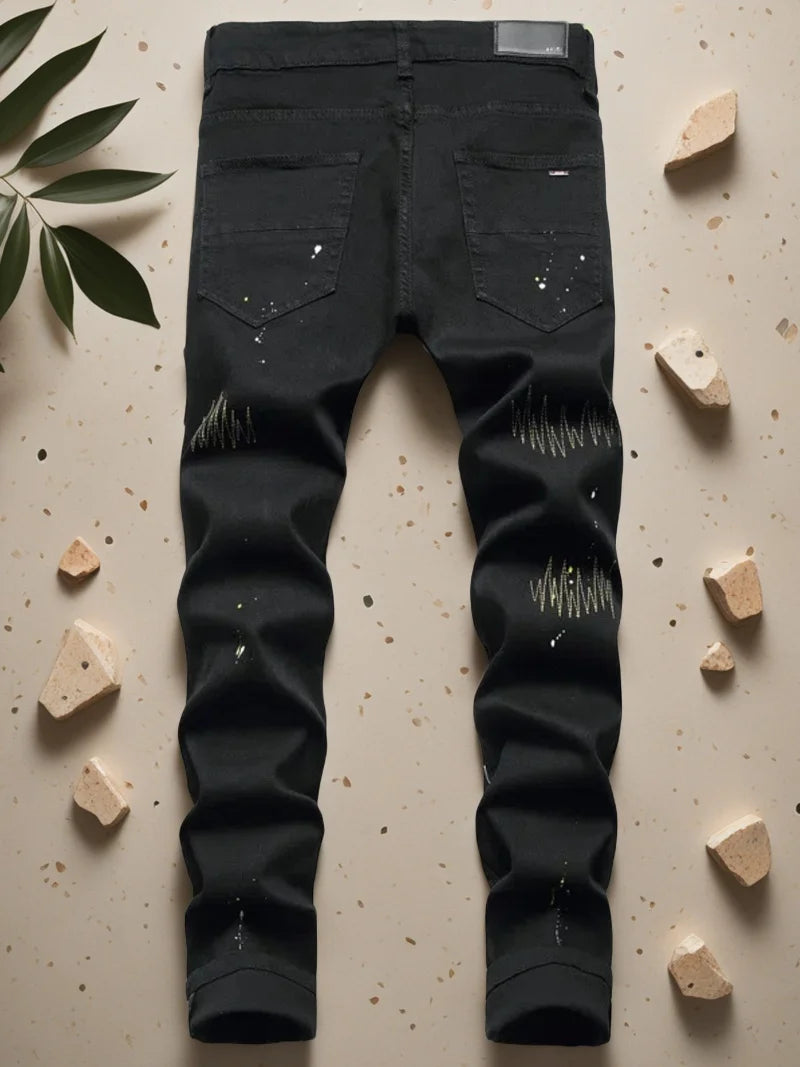Men's Ripped Jeans Casual Slim Stretch Denim