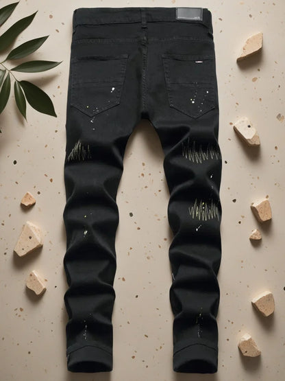 Men's Ripped Jeans Casual Slim Stretch Denim