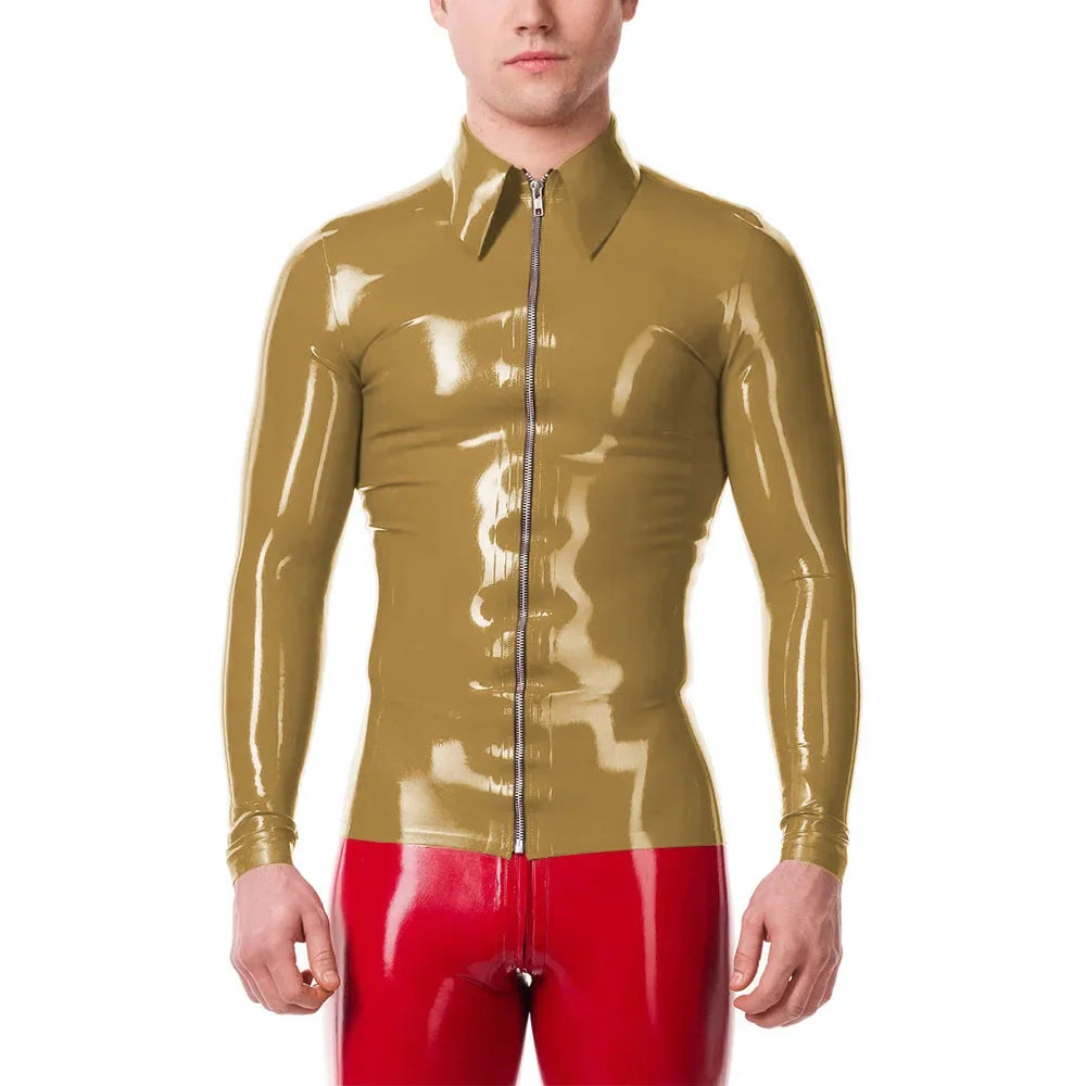 Mens Fashion Zipper Long Sleeve Jacket Turn-down Collar