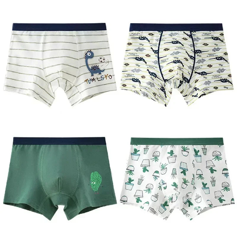 4Pcs Boys Boxer Striped Underwear