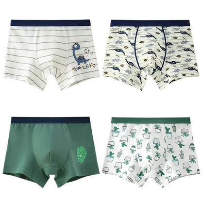 4Pcs Boys Boxer Striped Underwear