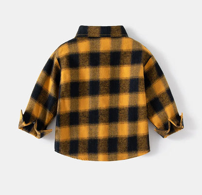 Kids Shirts With Collar Long Sleeved Plaid