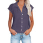 Womens Cotton Linen Casual Short Sleeve Tops