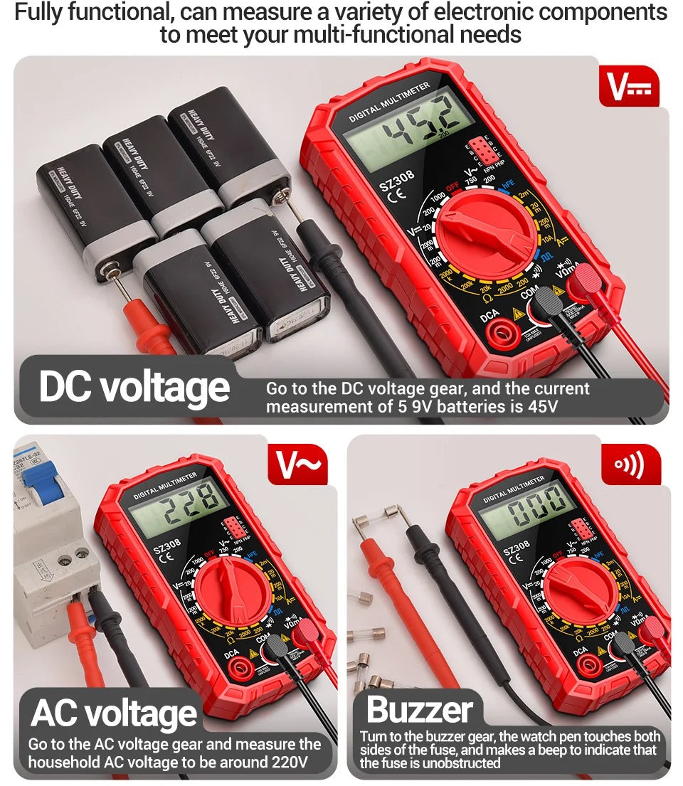 Digital Multimeter   AC/DC Current Meter Voltage Resistance