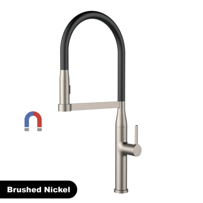 Luxury Brushed Gold Brass Pull Out Kitchen Faucet