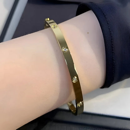 Diamond Cuff Women Bracelet Gold Tone