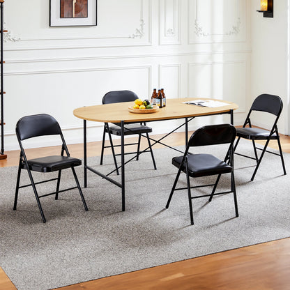 JHK Leather Padded Folding Chair 4 Pack Sturdy Metal