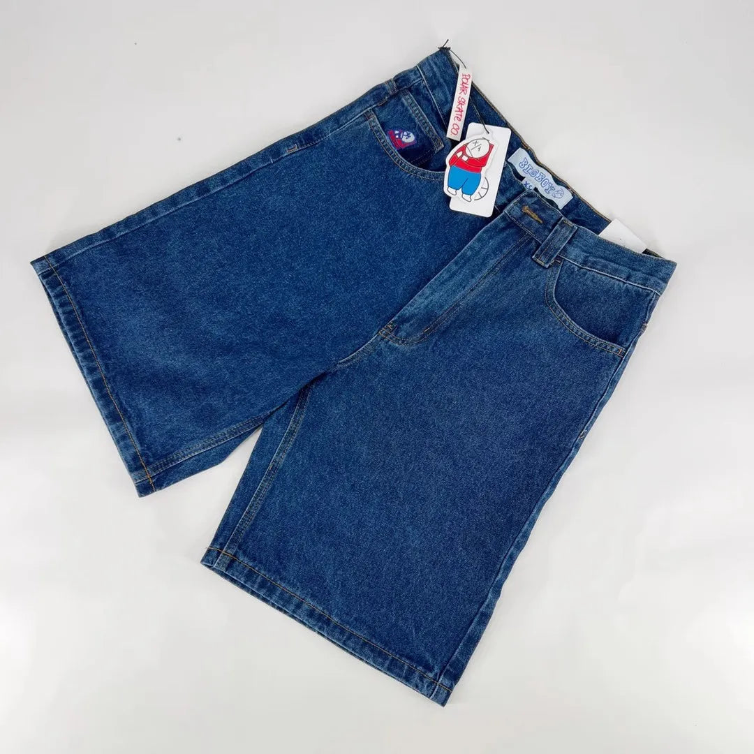 Big Boy Cartoon Graphic Streetwear Denim Shorts Men