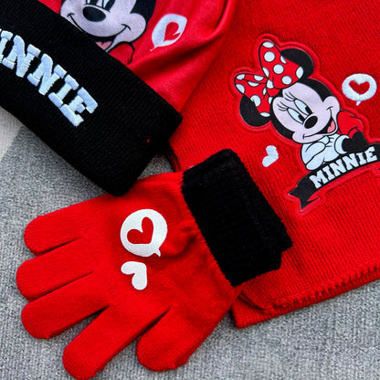 3PCS Boys/Girls Minnie Mouse Cartoon Scarf Hat glove
