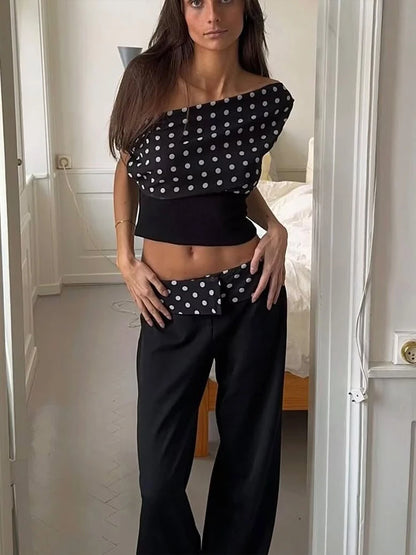 Polka Dots Print Women Trend Off Shoulder