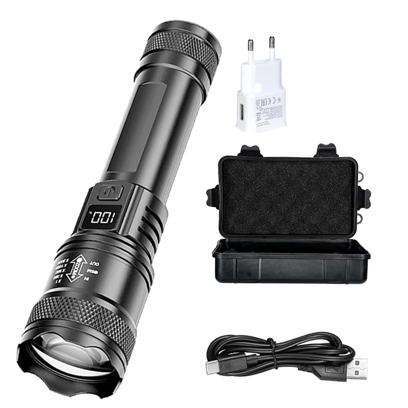 Rechargeable LED Flashlight Zoomable Torch