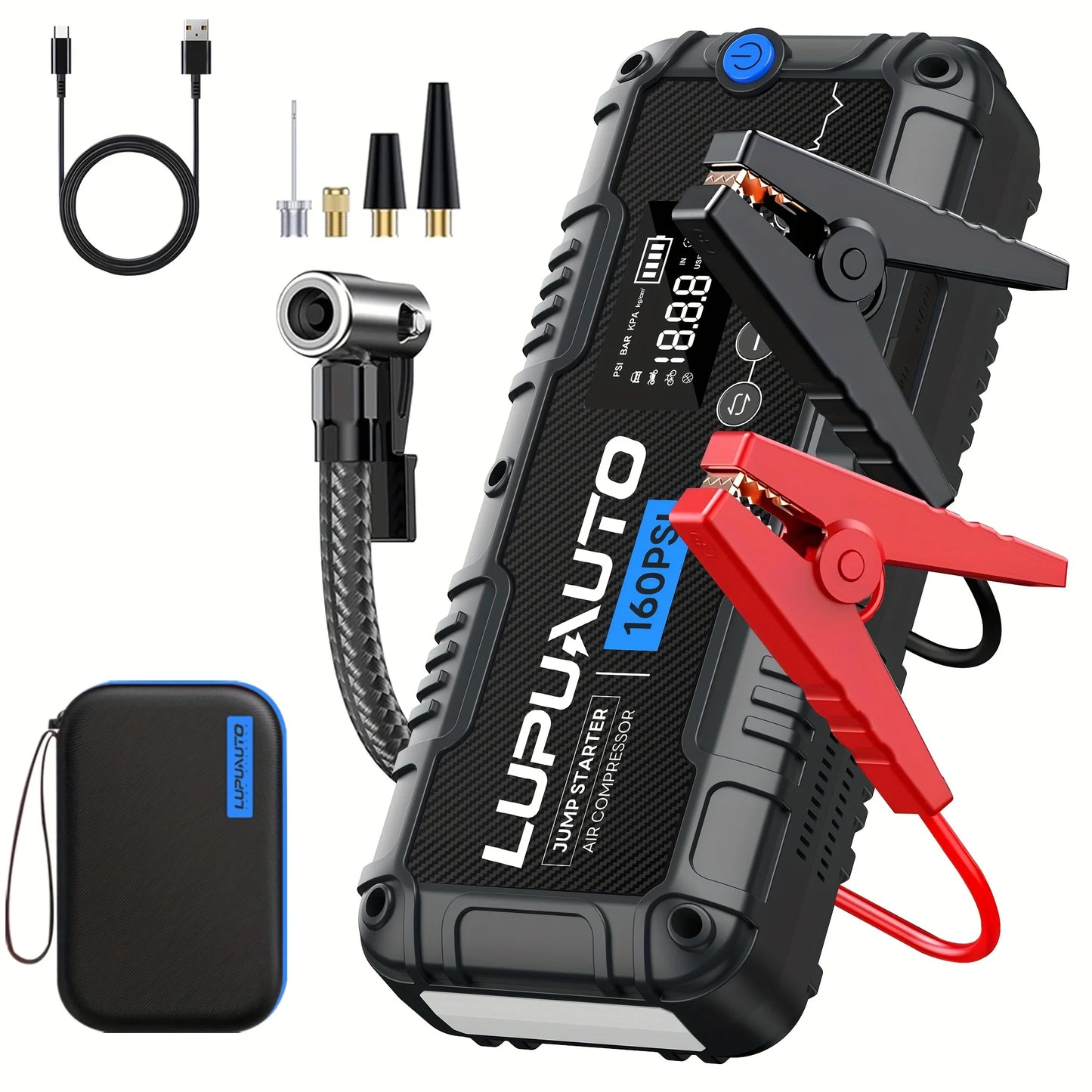 4 In 1 Car Jump Starter, Tire Inflator Pump Compressor