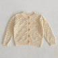 Girls Solid Color Knitted Cardigan Long Sleeves