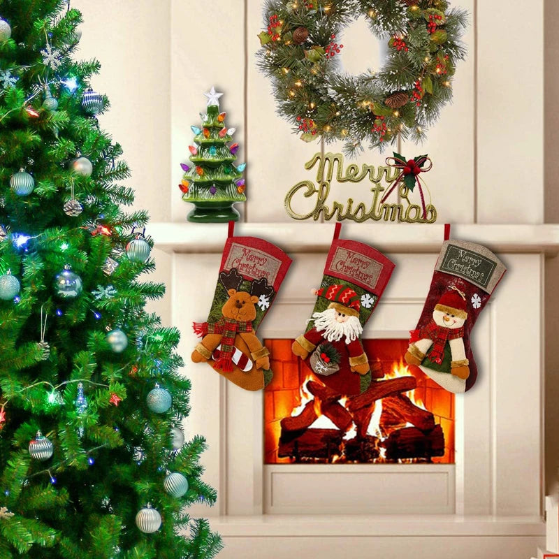 Xmas Decoration Santa Snowman Reindeer Hanging Sock