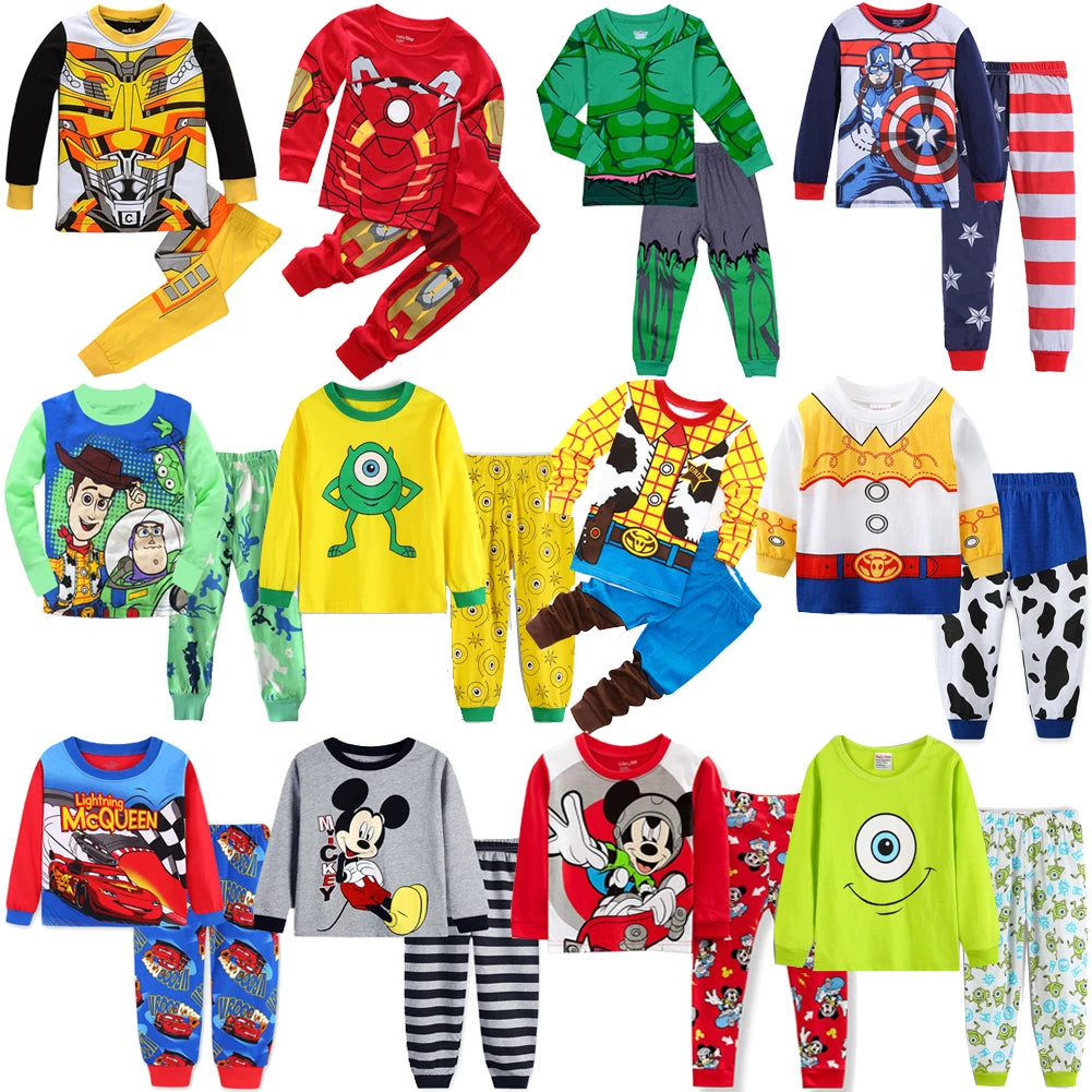 2 Pcs Boys Cars Pajamas Sleepwear