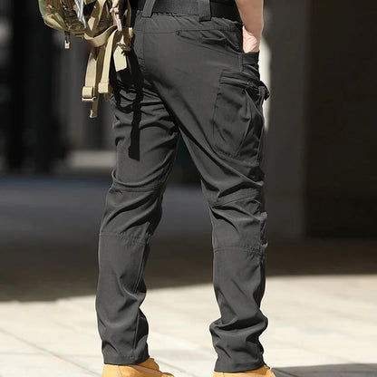 Men Fashion Cargo Pants Solid Color Multi-Pockets