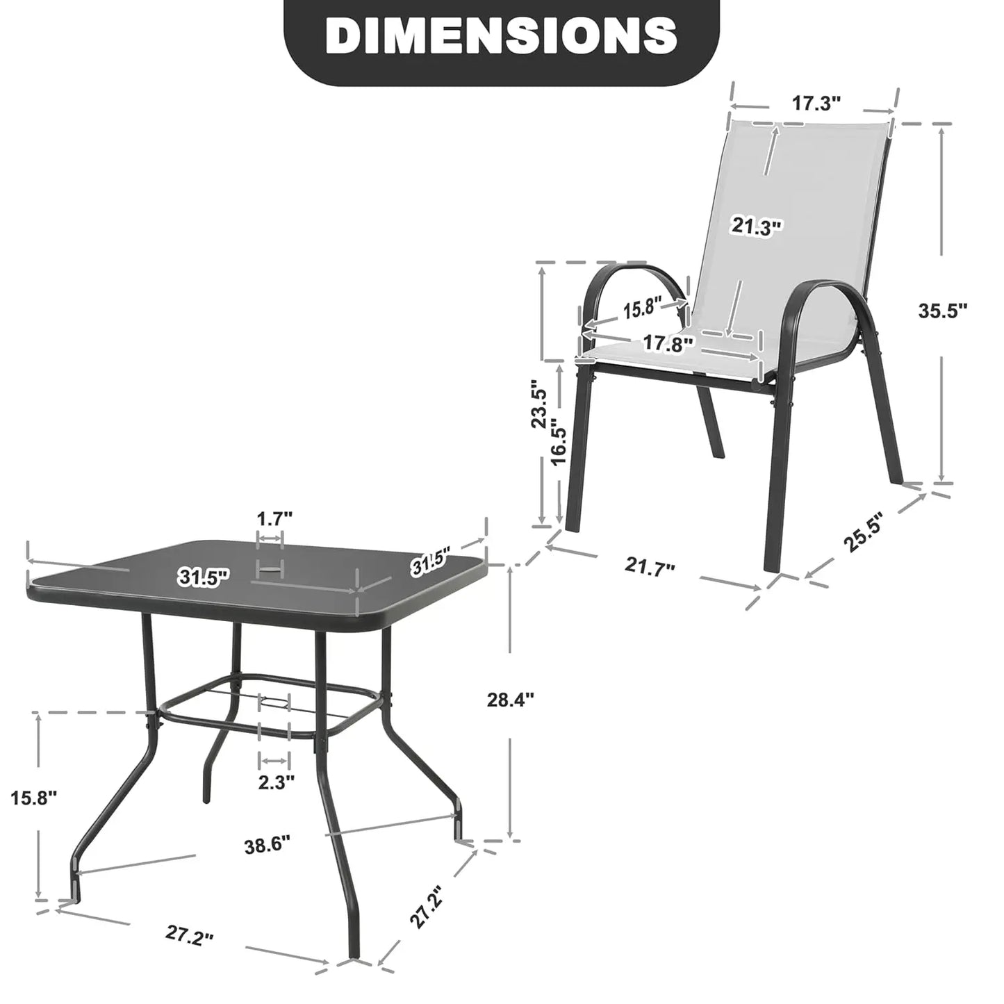 5 Piece Patio Dining Set, Outdoor Dining Furniture