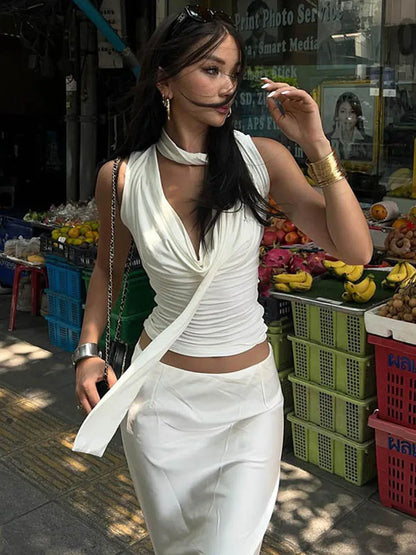 Sexy Sleeveless V-Neck Lady Top Fashion Slim