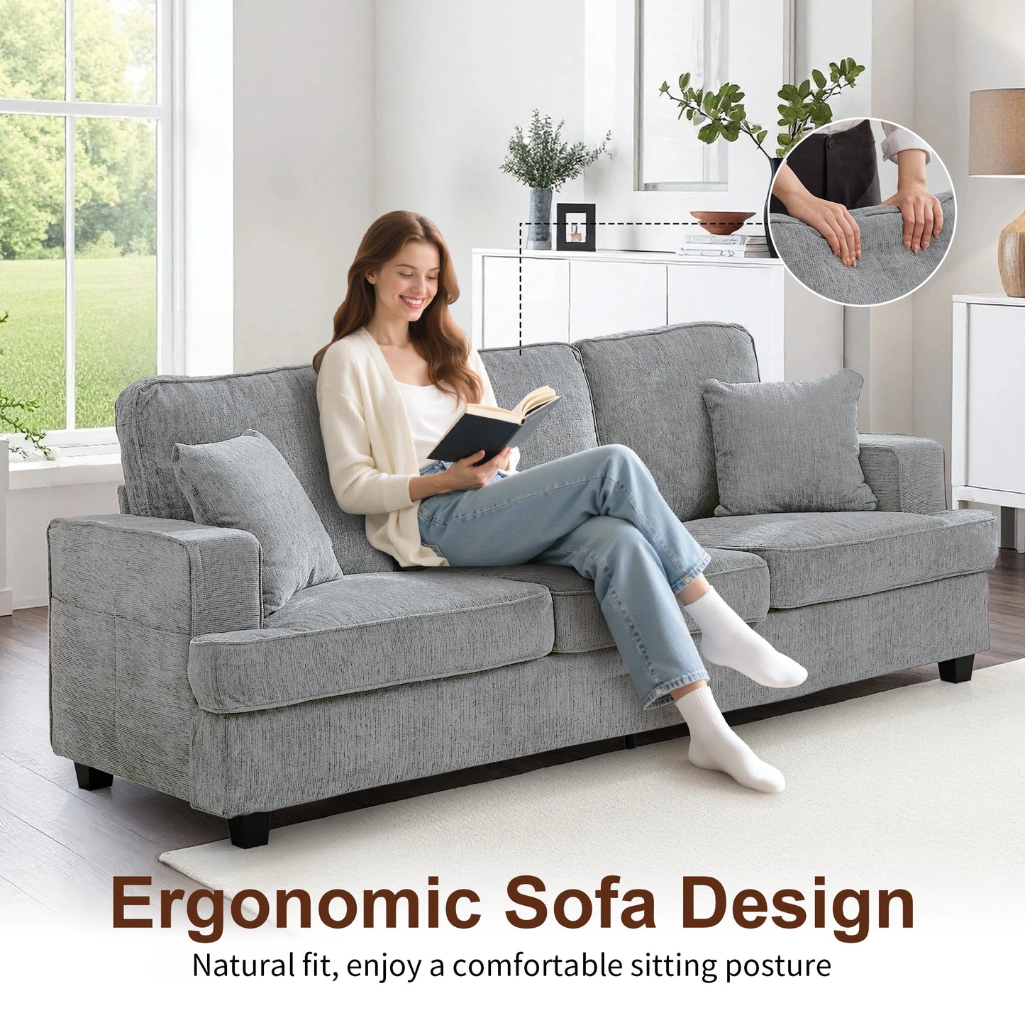 Cloud Couch Sofa in Chenile Extra Comfy
