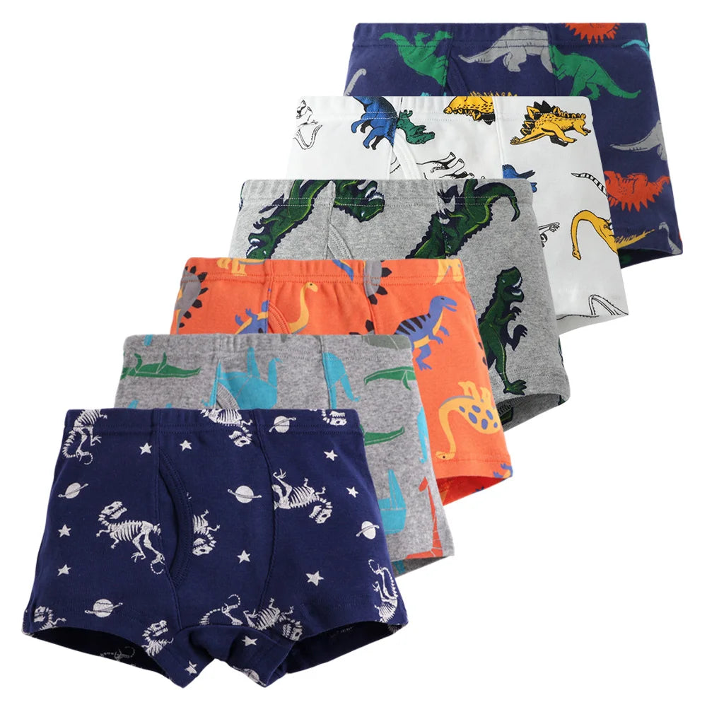 6 Pcs Toddler Boys Cartoon Boxer Briefs Underwear