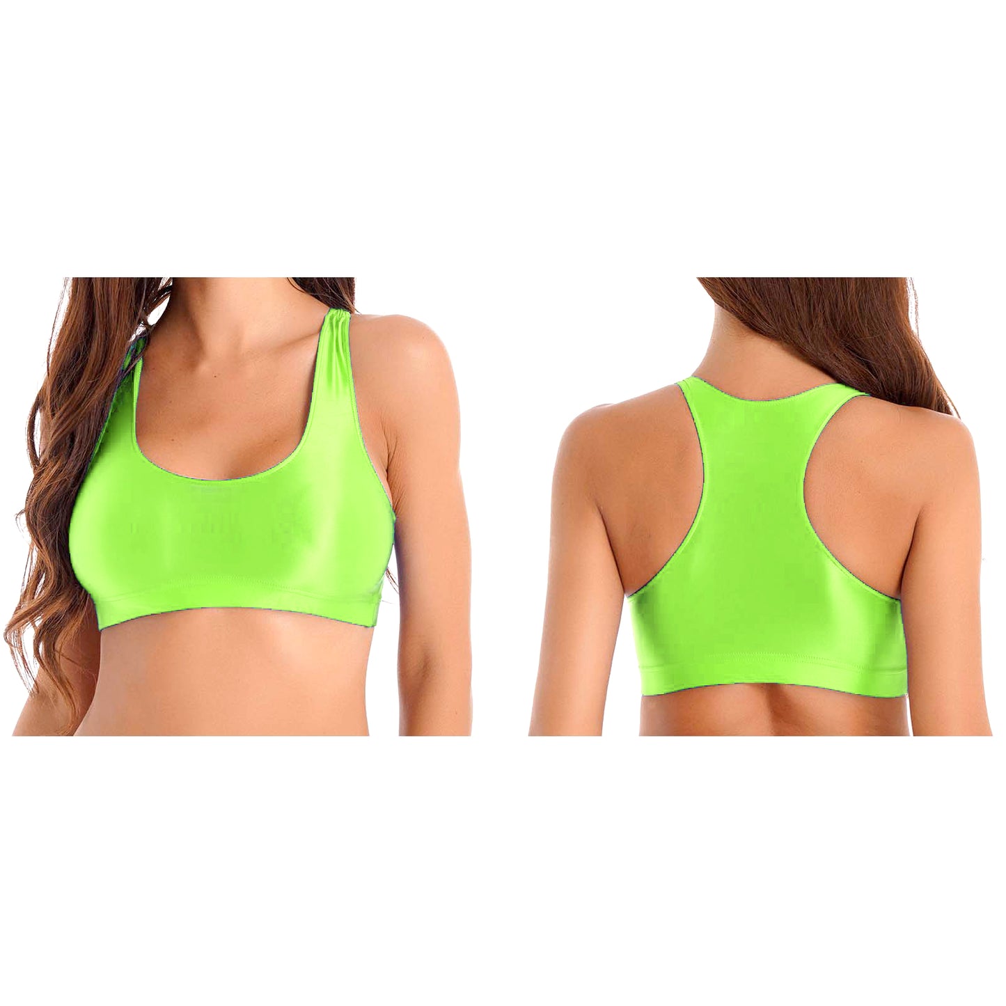 Glossy Womens Mid Waist Gym Fitness Yoga