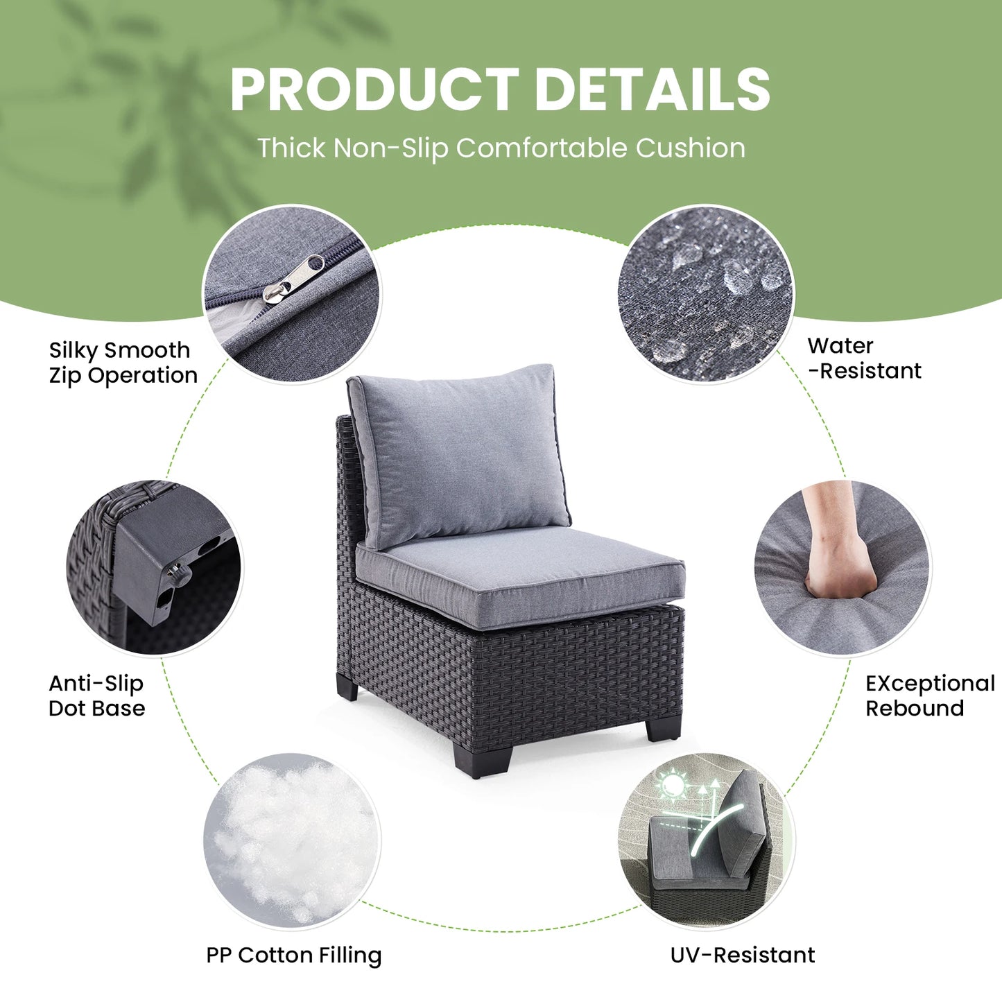 Sofa Set, Outdoor Furniture with Ottoman
