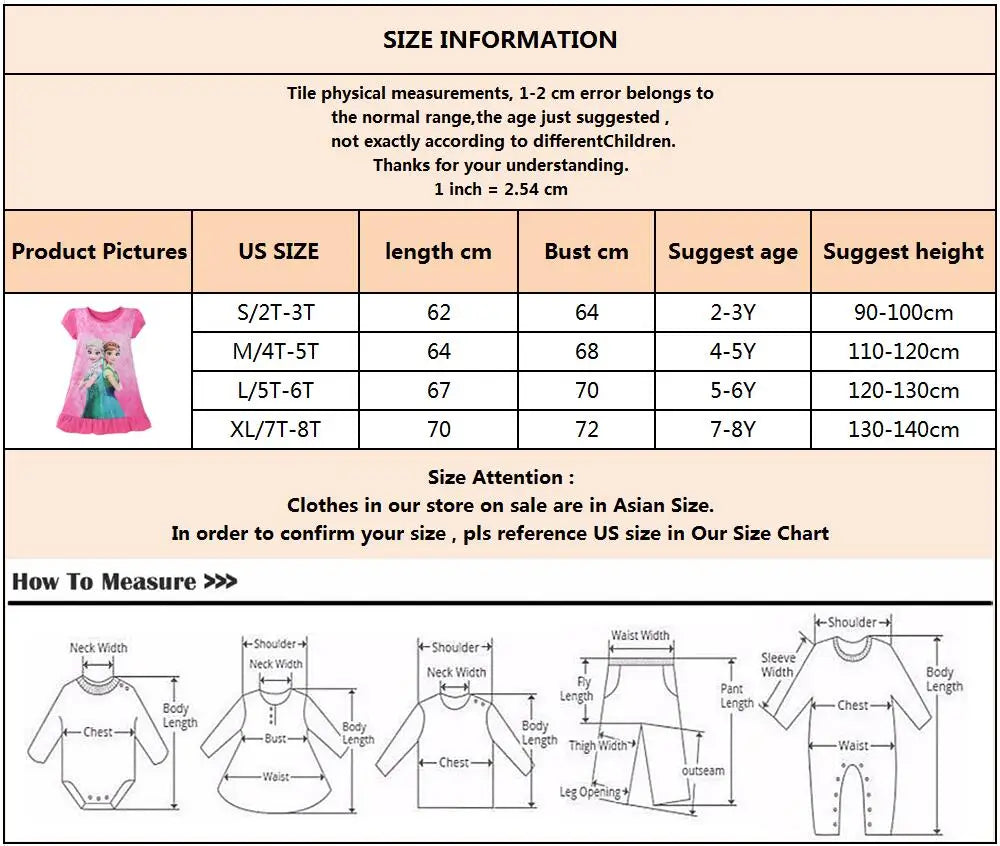 Elsa Cartoon Minnie Party Dresses Pajamas