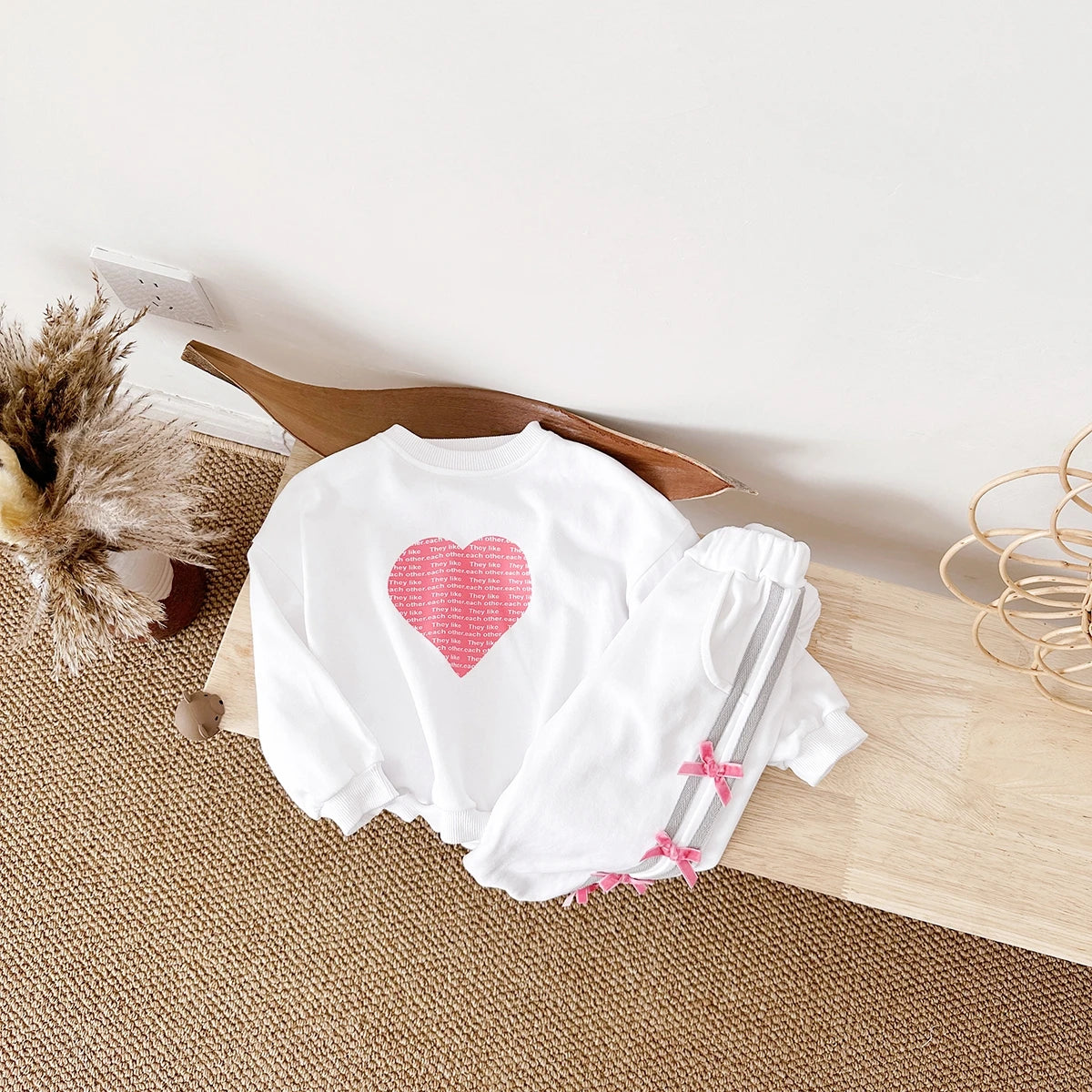 Love Sweatshirt Long Sleeve +Bow Pants
