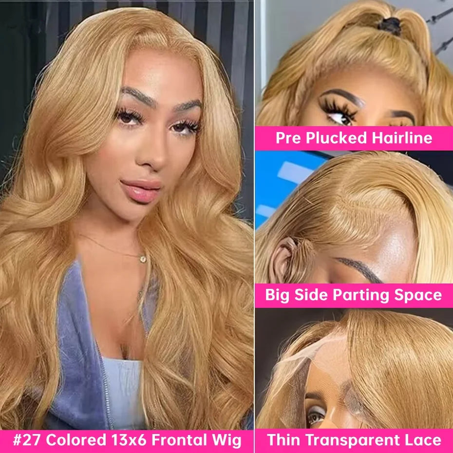 Honey Blonde Body Wave Lace Frontal Wig