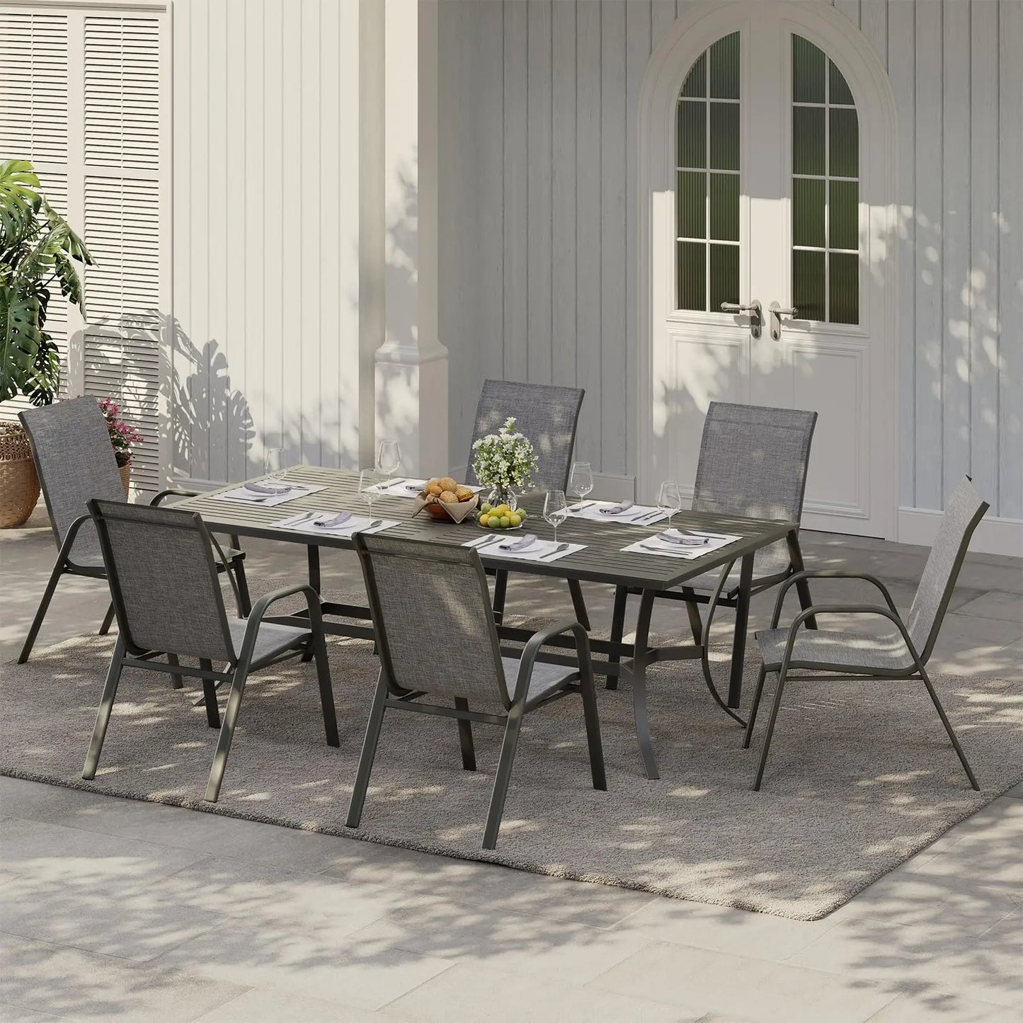 4 Stackable Outdoor Patio Chairs, All-Weather
