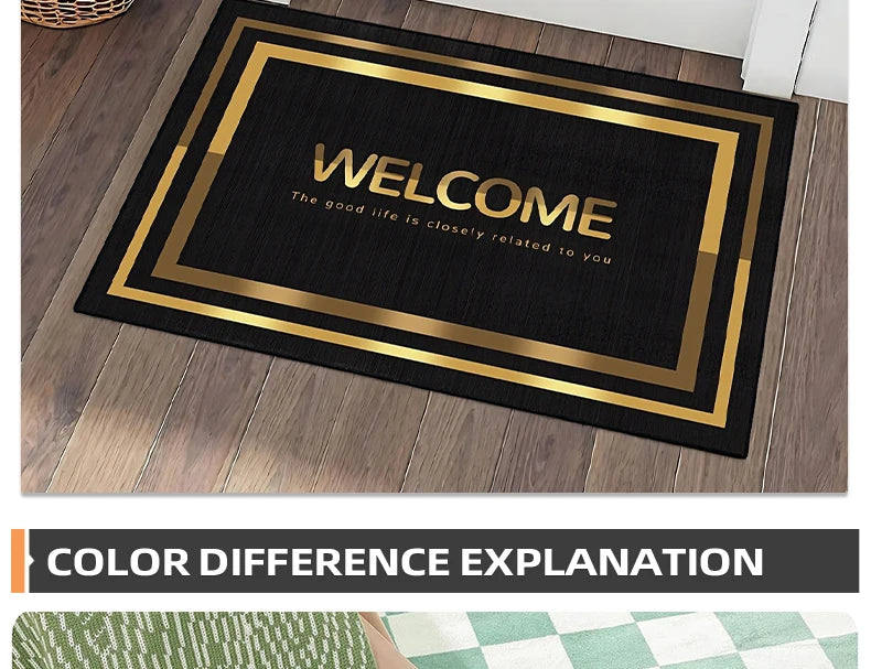 Gold Stripes Decorations Door Entry Carpet House