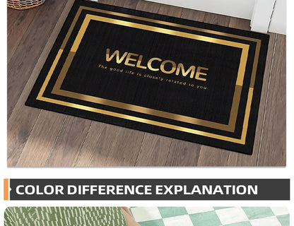 Gold Stripes Decorations Door Entry Carpet House